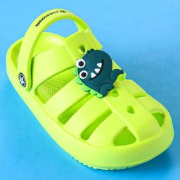 Cute Walk by Babyhug Clogs with Backstrap Closure & Dino Applique -Limegreen image 3