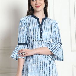 KALINI Striped Mandarin Collar Pure Cotton Short Kurti-image-28