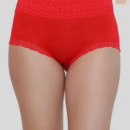Glamoras Pack Of 2 High-Rise Seamless Lace Trim Hipster Briefs GL-LACEPANTY-463-RED-BEIGE-image-56