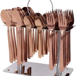 Modern Design & Mirror Polished, Dishwasher Safe (Copper) Stainless Steel Cutlery Set-23
