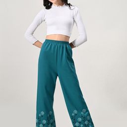 BAESD Women Floral Printed Knitted Palazzos-image-27