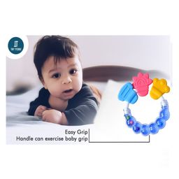 Tiny Tycoonz Combo of Silicone Squeezy Food Feeder Bottle With Spoon Rattle Teether and Silicone Rattle Fruit And Food Nibbler - Multicolor image 4