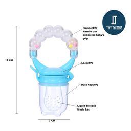Tiny Tycoonz Combo of Silicone Squeezy Food Feeder Bottle With Spoon Rattle Teether and Silicone Rattle Fruit And Food Nibbler - Multicolor image 5