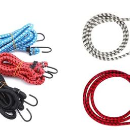 S Cart Multipurpose Elastic Flexible Bungee Rope/Luggage Strap/Bungee Cord with Corner Metal Hooks (6ft, Multicolor, Set of 3) image 1