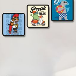Aura Black & Blue 3 Pieces Cartoon Characters Wood Wall Art-image-38
