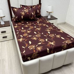 Pure Decor Lounge Fur Maroon Pure Cotton 350 TC Single Bedsheet Set 1.73 m x 2.36 m-image-53