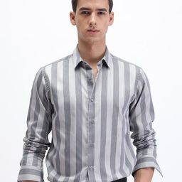 The Collection Men India Slim Fit Vertical Striped Spread Collar Cotton Formal Shirt-image-63