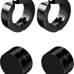 Teeragaj Unisex Set Of 2 Stainless Steel Circular Hoop Earrings-picture-47