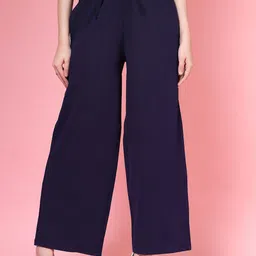 SZN Women Textured Mid-Rise Wide Leg Wrinkle Free Trousers-picture-19
