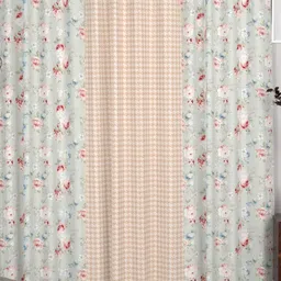 CHHAVI INDIA Grey & Red Set of 3 Floral Door Curtain-picture-19