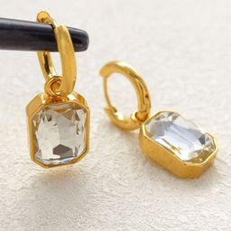 Just Lil Things Stones Studded Contemporary Shaped Hoop Earrings-9