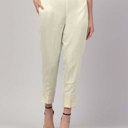 FLOREOS Women Textured Embroidered Comfort Easy Wash Trousers-image-72