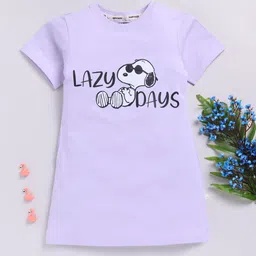 Happy Faces Girls Snoopy Dog Printed Pure Cotton Longline T-shirt-picture-11