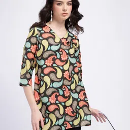 Anouk Rustic Paisley Printed V-Neck Kurti-picture-6