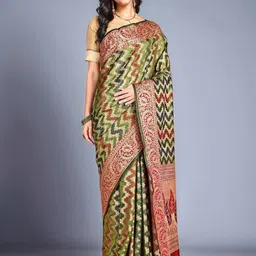 Mitera Woven Design Organza Banarasi Saree-image-16