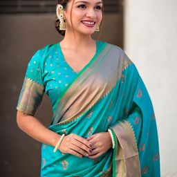 ELITE WEAVES Ethnic Motifs Woven Design Zari Paithani Saree-image-89
