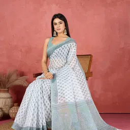 Jevi Prints Ethnic Motifs Pure Cotton Block Print Saree image 2