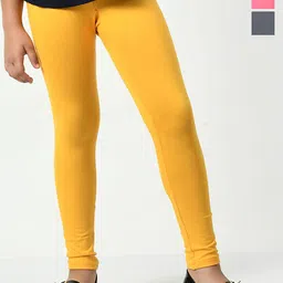 KAYU Girls Pack Of 3 Solid Ankle-Length Leggings-picture-19