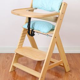 Babyhug Reine Wooden Dinning High Chair With Cushion - Natural-23
