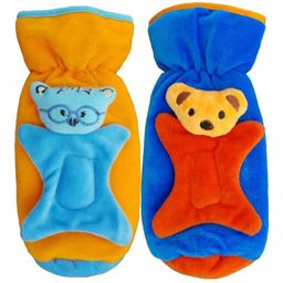 Brandonn Velvet Shearing Soft Bottle Cover With Motif Orange Blue Pack of 2 - Fits up to 250 ml-11