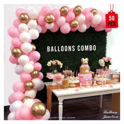 Balloon Junction Pastel & Chrome Metallic Balloons White Pink Gold - Pack of 50-image-13