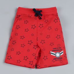 Plum Tree Stars Print Shorts - Red-image-13