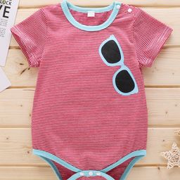 Kookie Kids Half Sleeves Striped Onesie - Red-picture-14