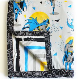 Silverlinen 100%Cotton Reversible Single Blanket Dohar Batman Print - White Blue-picture-26