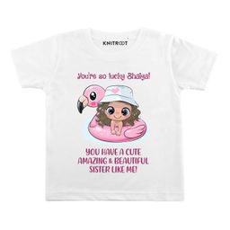 KNITROOT Half Sleeves Beautiful Sister Print Tee - White-picture-1