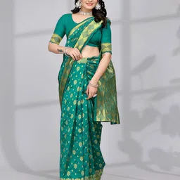 Pionex Woven Design Zari Pure Silk Ready to Wear Banarasi Saree-image-93