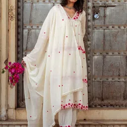GoSriKi Floral Embroidered Anarkali Kurta With Salwar & With Dupatta-picture-40