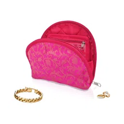 Aura Pink Printed Cotton Wardrobe Jewellery Organiser-image-34