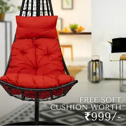 Swingzy Black & Red Textured Hammock Swing With Cushion image 2