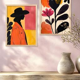 Kotart Brown & Orange 2 Pieces Abstract Wooden Wall Arts-picture-6