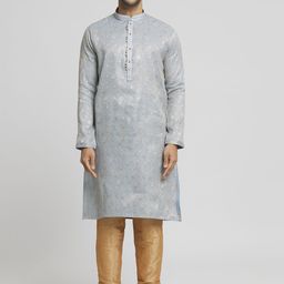 Arihant Rai Sinha Men Yoke Design Regular Pure Silk Kurta with Churidar Kurta Sets-picture-2