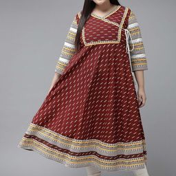 IKRASS Geometric Printed Cotton Anarkali Kurta-15