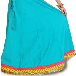 Exotic India Plain Long Ghagra Skirt From Pilkhuwa With Patch Border-picture-18