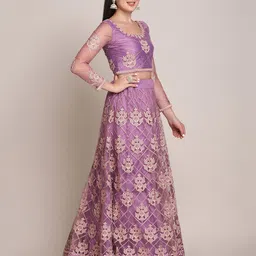 KALINI Embroidered Thread Work Semi-Stitched Lehenga & Unstitched Blouse With Dupatta image 5