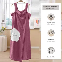 HOUSSE Burgundy & White Water Absorbent Bathrobe-image-100