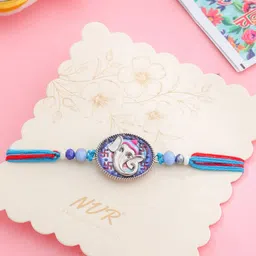 Sangria Ganesh Ji Thread Rakhi With Roli Chawal Chandan & Mishri-image-36