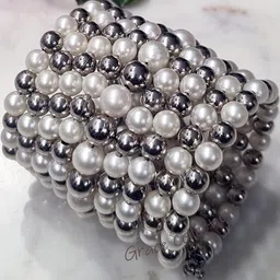 Grace Collections Silver-Plated Sterling Silver Pearls Bracelet-picture-0