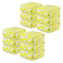 Kuber Industries 12Pcs Yellow & White Printed Microfibre 250 GSM Face Towels-9