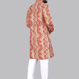 allan peter Men Geometric Checked Mirror Work Kurta image 5