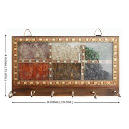 CRAFTAM Brown & Red Wooden & Color Gem Stones 6-Hooks Key Holder-image-21