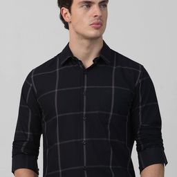 Mufti Men Spread Collar Windowpane Checked Cotton Slim Fit Casual Shirt-image-61