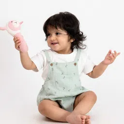 haus & kinder Infants Printed Pure Cotton Dungaree With T-Shirt-image-84