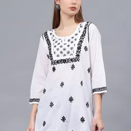 Seva Chikan Ethnic Motifs Embroidered Chikankari Chikankari Kurti-picture-35