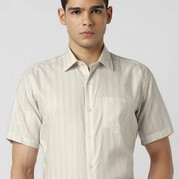Van Heusen Striped Spread Collar Short Sleeves Cotton Shirt-image-63
