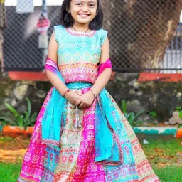 BAESD Girls Printed Mirror Work Ready to Wear Lehenga & Blouse With Dupatta-52
