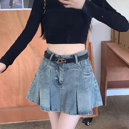 DressBerry Denim A-Line Above Knee Skirt-image-62